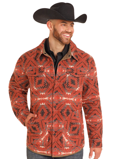 Rock & Roll Denim Reversible Aztec Herringbone Jacket - Brown