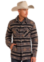 Rock & Roll Denim Aztec Striped Jacquard Shirt Jacket - Brown Brown