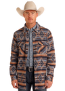 Rock & Roll Denim Aztec Striped Jacquard Shirt Jacket - Navy Navy