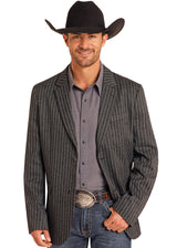 Rock & Roll Denim Cowboy Sports Coat - Black Paisley Stripe