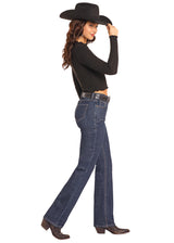 Rock & Roll Denim Western Yoke High Rise Modest Bootcut Jean - Dark Wash