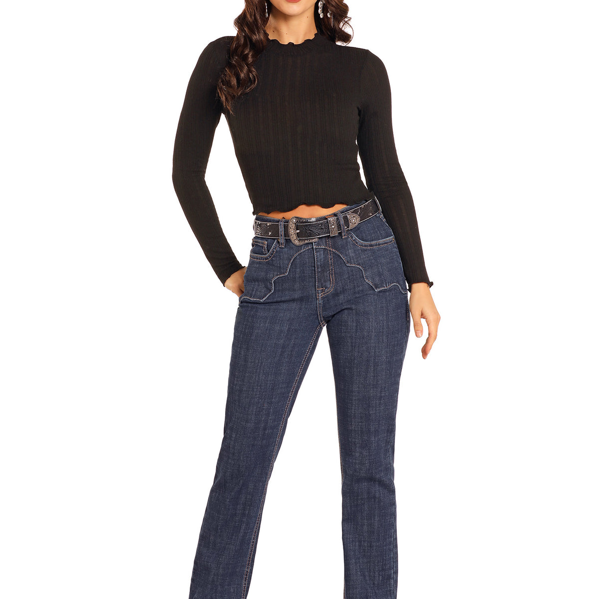 Rock & Roll Denim Western Yoke High Rise Modest Bootcut Jean - Dark ...