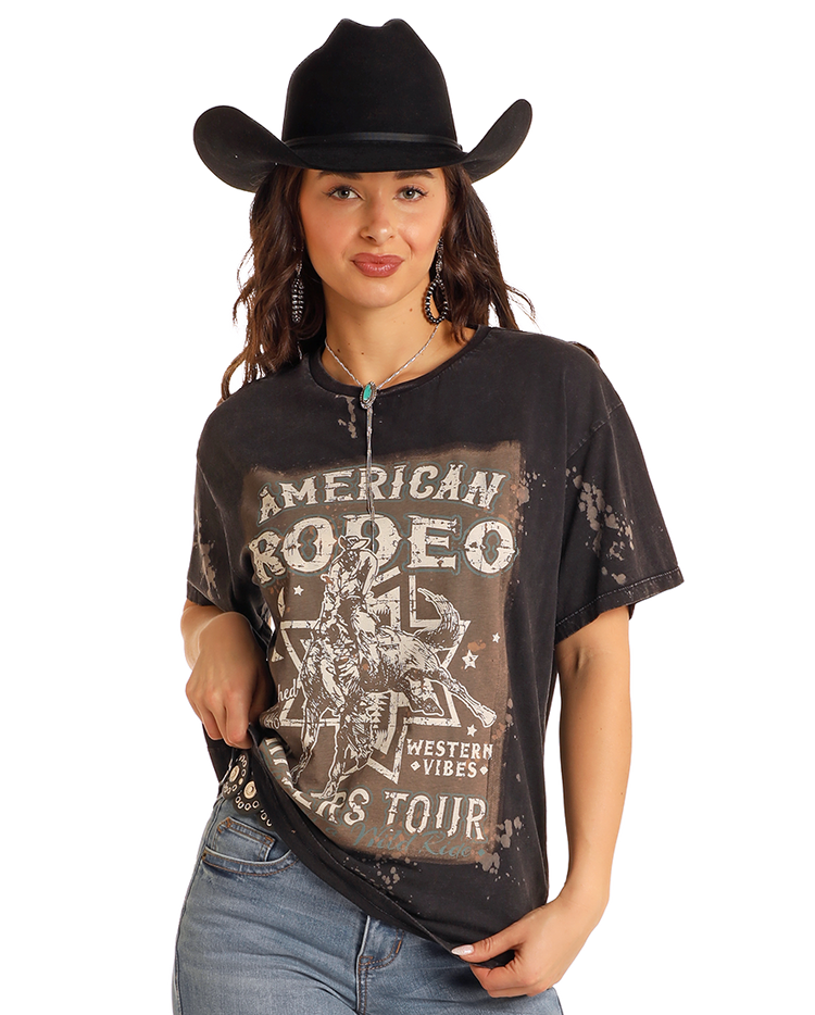 Rock & Roll Denim American Rodeo Graphic Oversized T-Shirt - Black Black