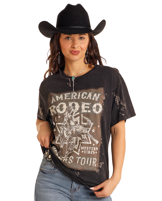 Rock & Roll Denim American Rodeo Graphic Oversized T-Shirt - Black Black