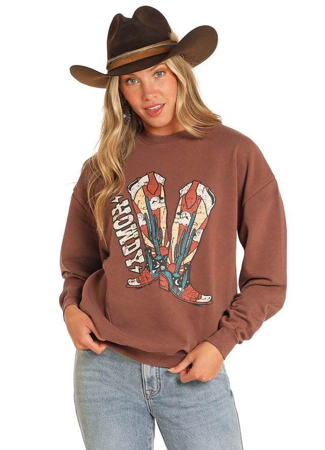 Rock & Roll Denim Howdy Oversized Sweatshirt