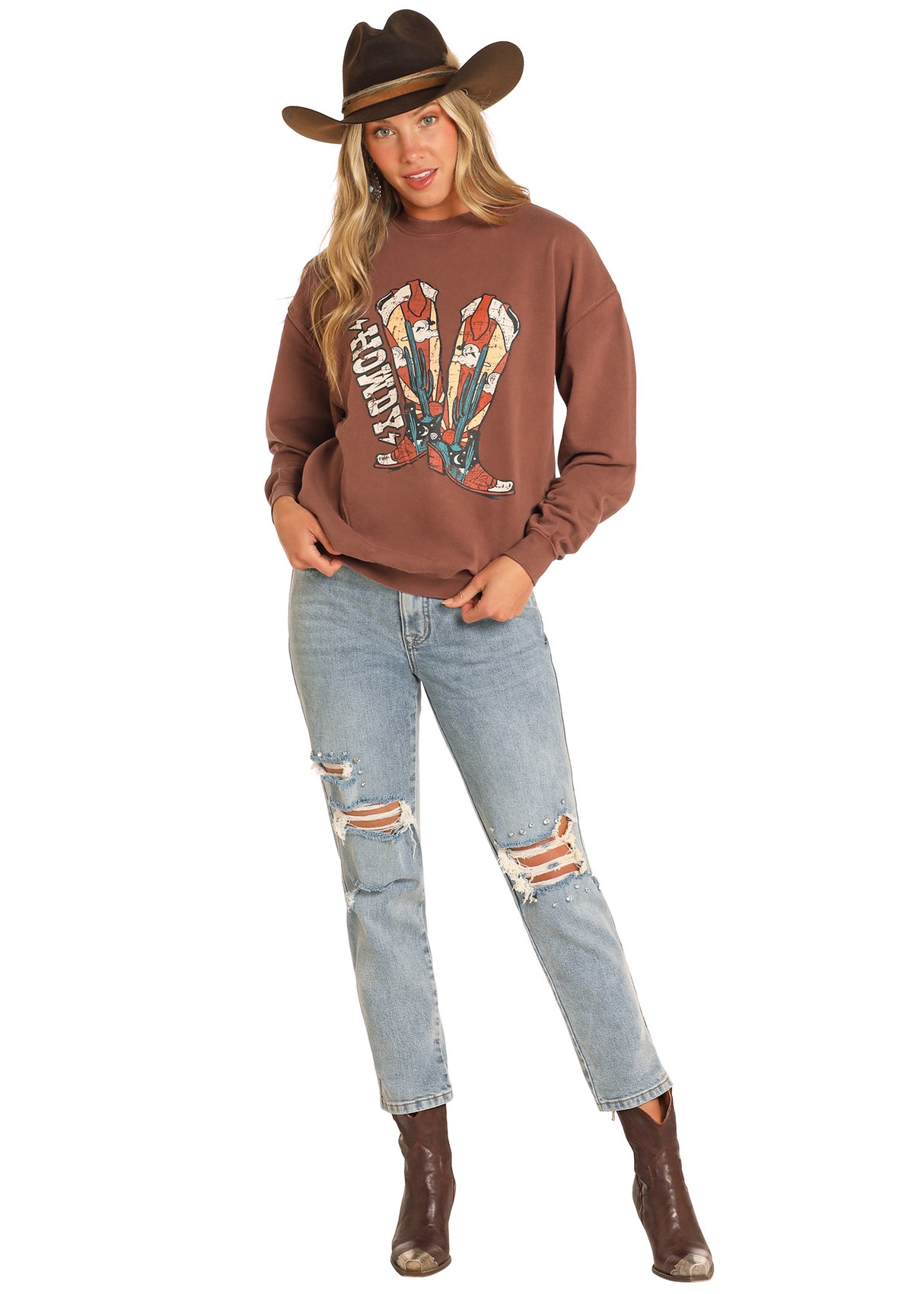 Rock & Roll Denim Howdy Oversized Sweatshirt