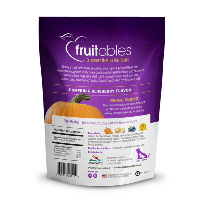 Fruitables Baked Dog Treats - Pumpkin & Blueberry Dog Treats - 7oz