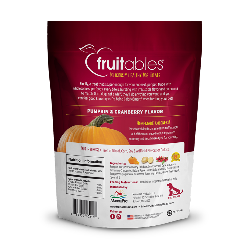 Fruitables Baked Dog Treats - Pumpkin & Cranberry - 7oz