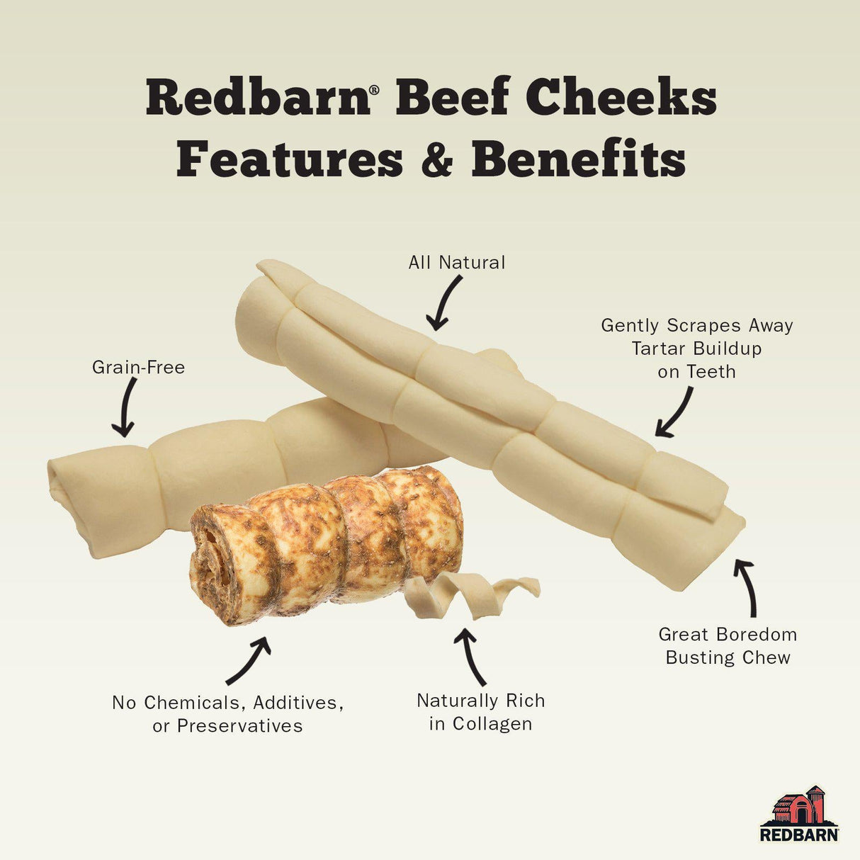 Redbarn Pet Products Beef Cheek Roll Dog Chew Large - Single