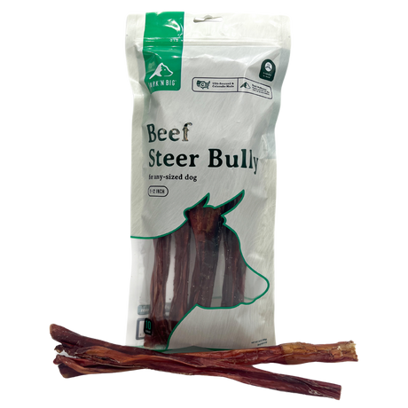 Bark 'N Big Beef Steer Bully Stick Standard 12in - 10ct. STANDARD / 11IN-12IN