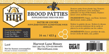 Harvest Lane Honey Beekeeping Brood Feeding Pollen Pattie (15% Pollen) - 1lb