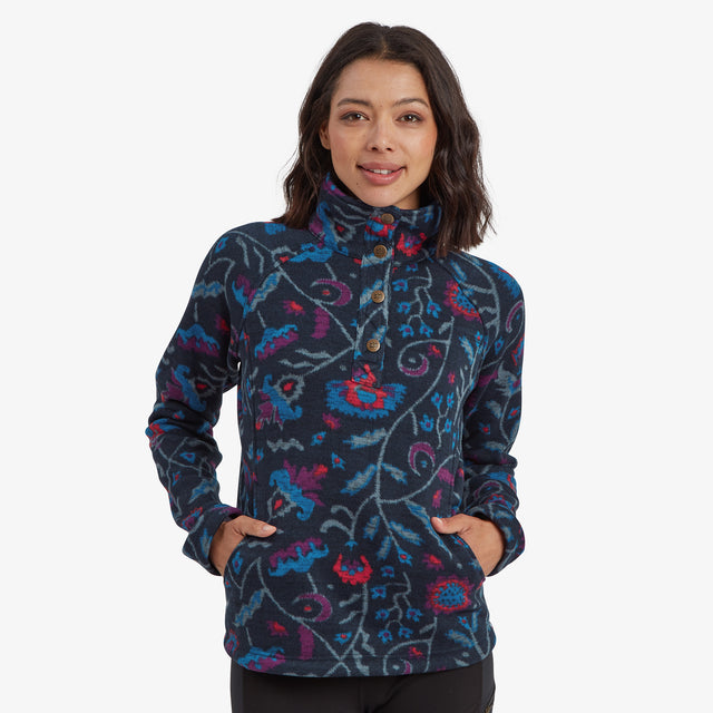 Sherpa Women's Bhutan Pullover - Rathee Blue Floral Rathee Blue Floral