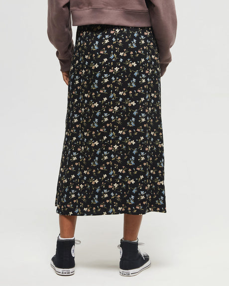 Women's EcoWoven Crepe Skirt - Meteorite Black Blossom