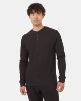 Tentree Men's TreeWaffle Henley Long-Sleeve - Meteorite Black Meteorite Black