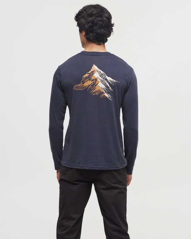 Tentree Men's Contrast Peaks Long-Sleeve - Midnight Blue Pale Oak Midnight Blue Pale Oak