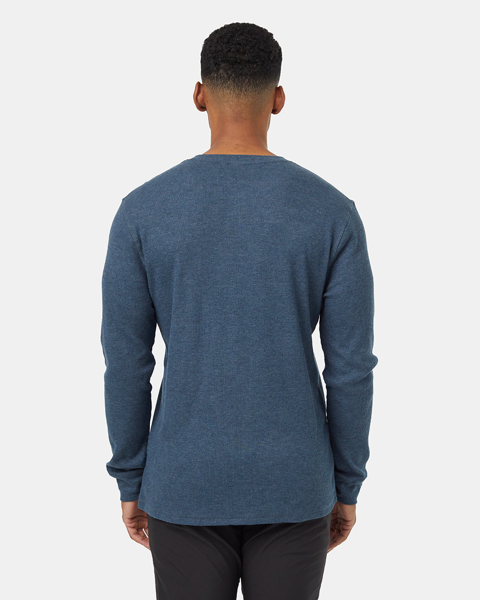 Tentree Men's TreeWaffle Henley Long-Sleeve - Dark Blue Mirage Heather Dark Blue Mirage Heather