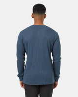 Tentree Men's TreeWaffle Henley Long-Sleeve - Dark Blue Mirage Heather Dark Blue Mirage Heather