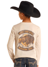 Rock & Roll Denim Boys' Buffalo Graphic Long Sleeve Tee - Natural