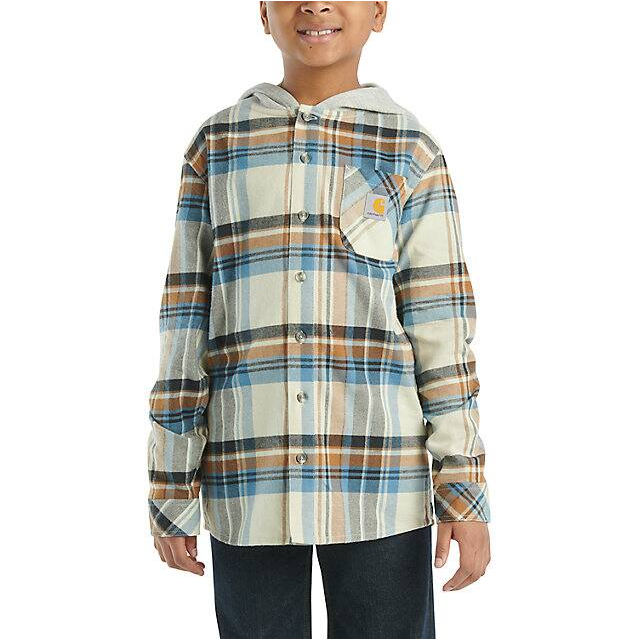 Carhartt Boys' Long-Sleeve Flannel Hooded Shirt - Malt