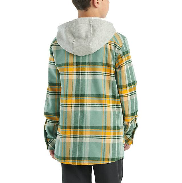 Carhartt Boys' Long-Sleeve Flannel Hooded Shirt - Patina