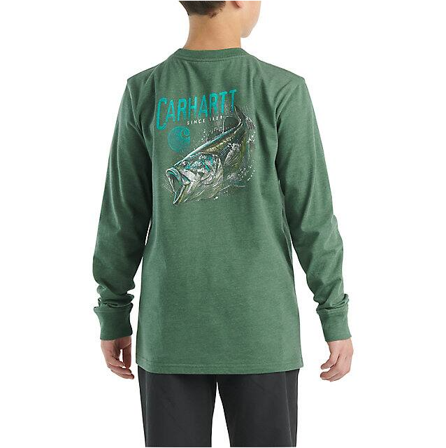 Carhartt Boys' Long-Sleeve Graphic Pocket T-Shirt - Green Heather