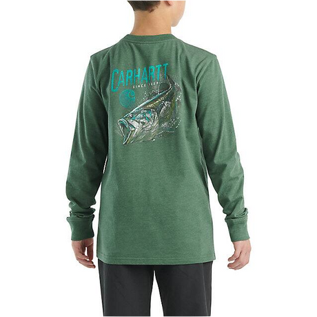 Carhartt Boys' Long-Sleeve Graphic Pocket T-Shirt - Green Heather