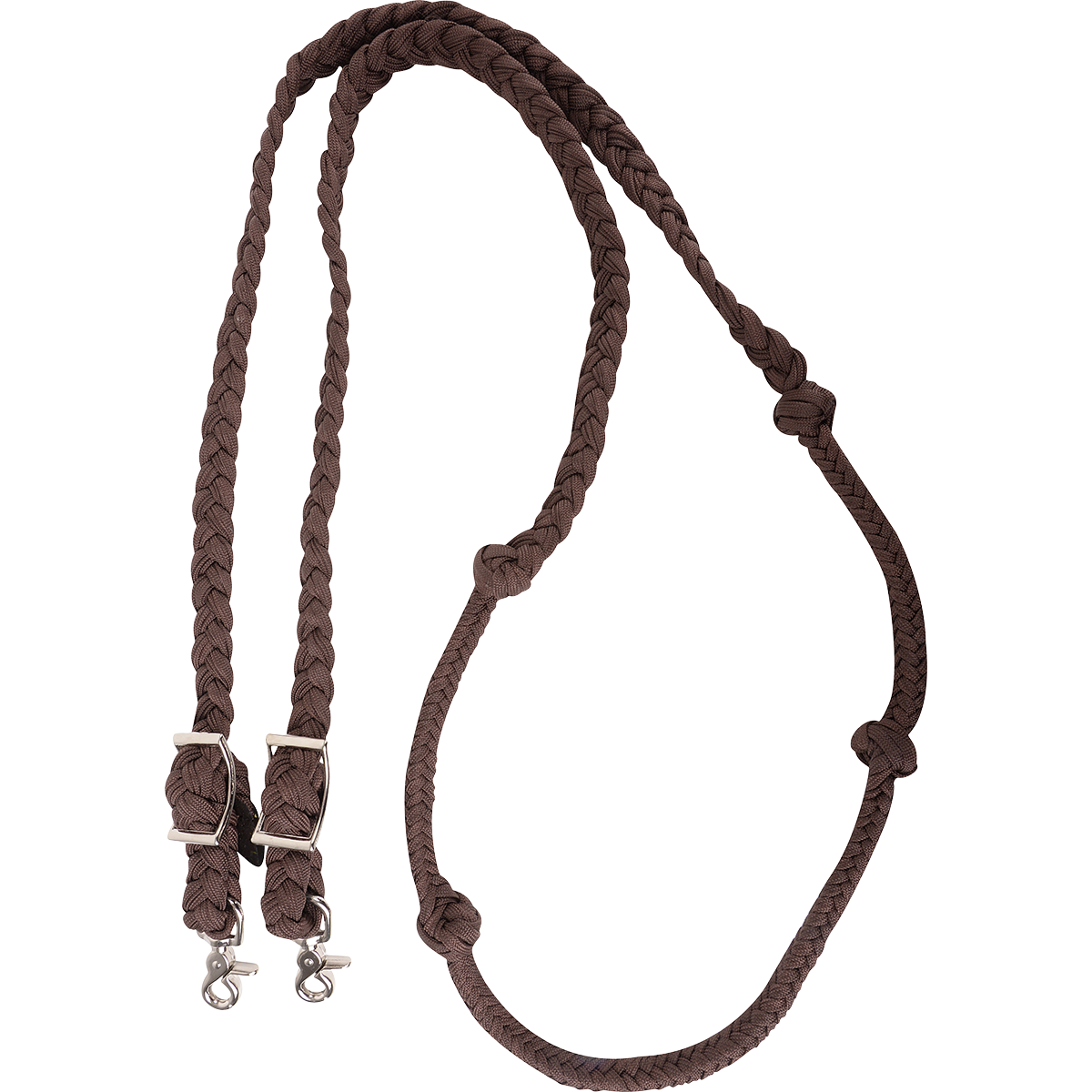 Martin Saddlery Braided Barrel Rein with Knots - Chocolate