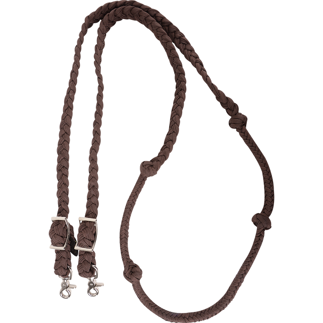 Martin Saddlery Braided Barrel Rein with Knots - Chocolate