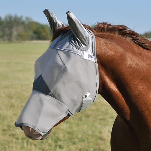 Cashel Crusader Fly Mask Long Nose with Ears - Grey / Long Nose with Ear / Grey
