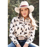 Cruel Girl Women's Cowgirl Print Button Down Shirt Stone