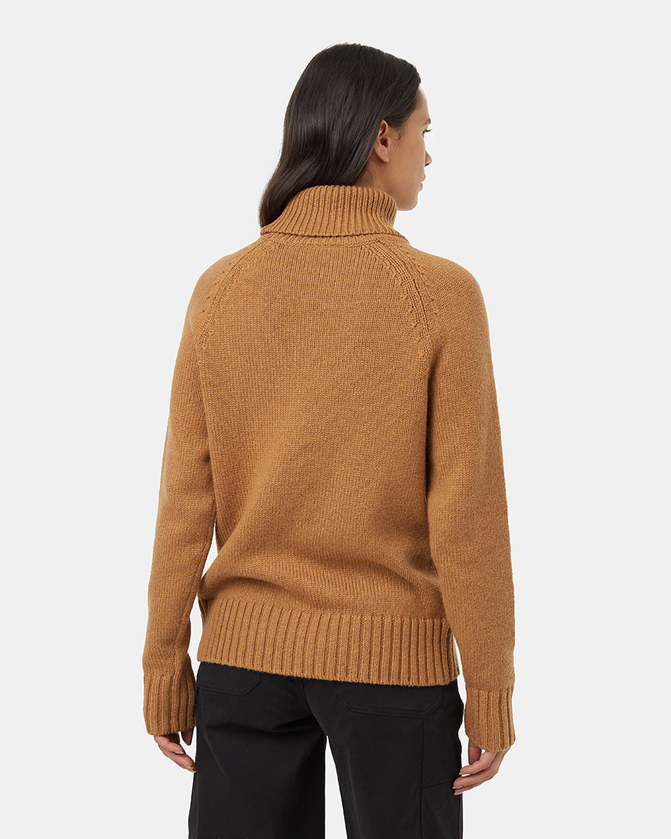 Women's Highline Wool Turtleneck Sweater - Camel Heather