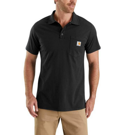 Carhartt Men's Force Relaxed Fit Medium Weight Short-Sleeved Pocket Polo Black