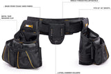 ToughBuilt Carpenter Tool Belt with Pockets and 2 Hammer Holders