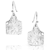 Montana Silversmiths Chiseled Cow Tag Earrings