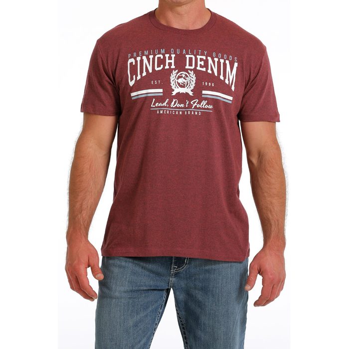Men's Cinch Denim Short Sleeve T-Shirt Heather Burgundy