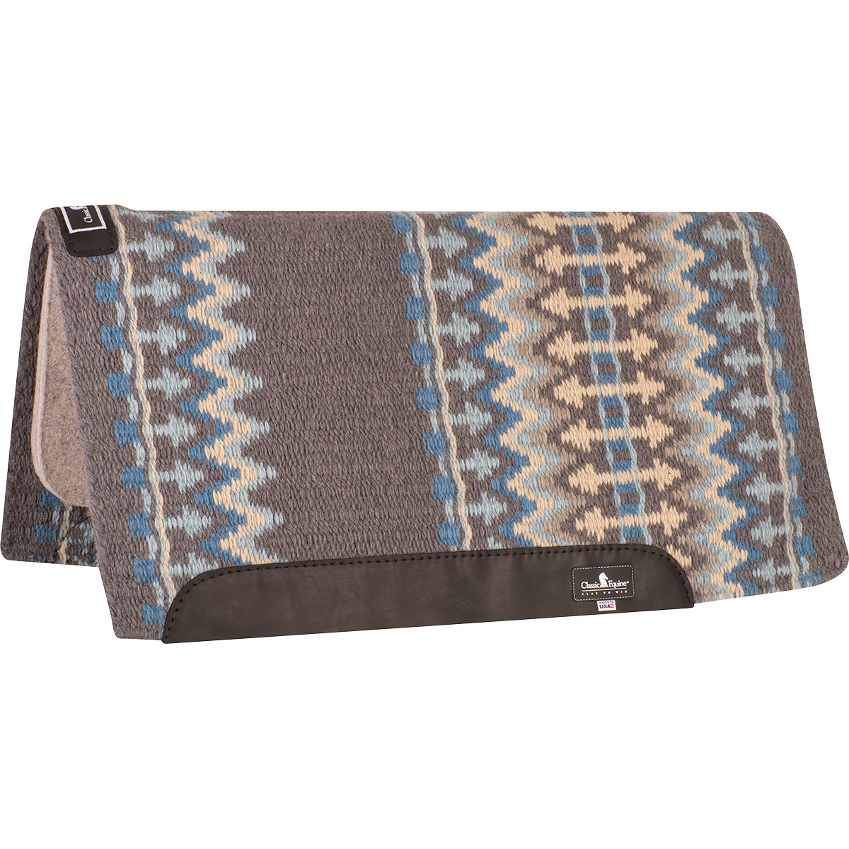 Classic Equine Classic Blanket Straight Pad - Charcoal / Malibu Blue