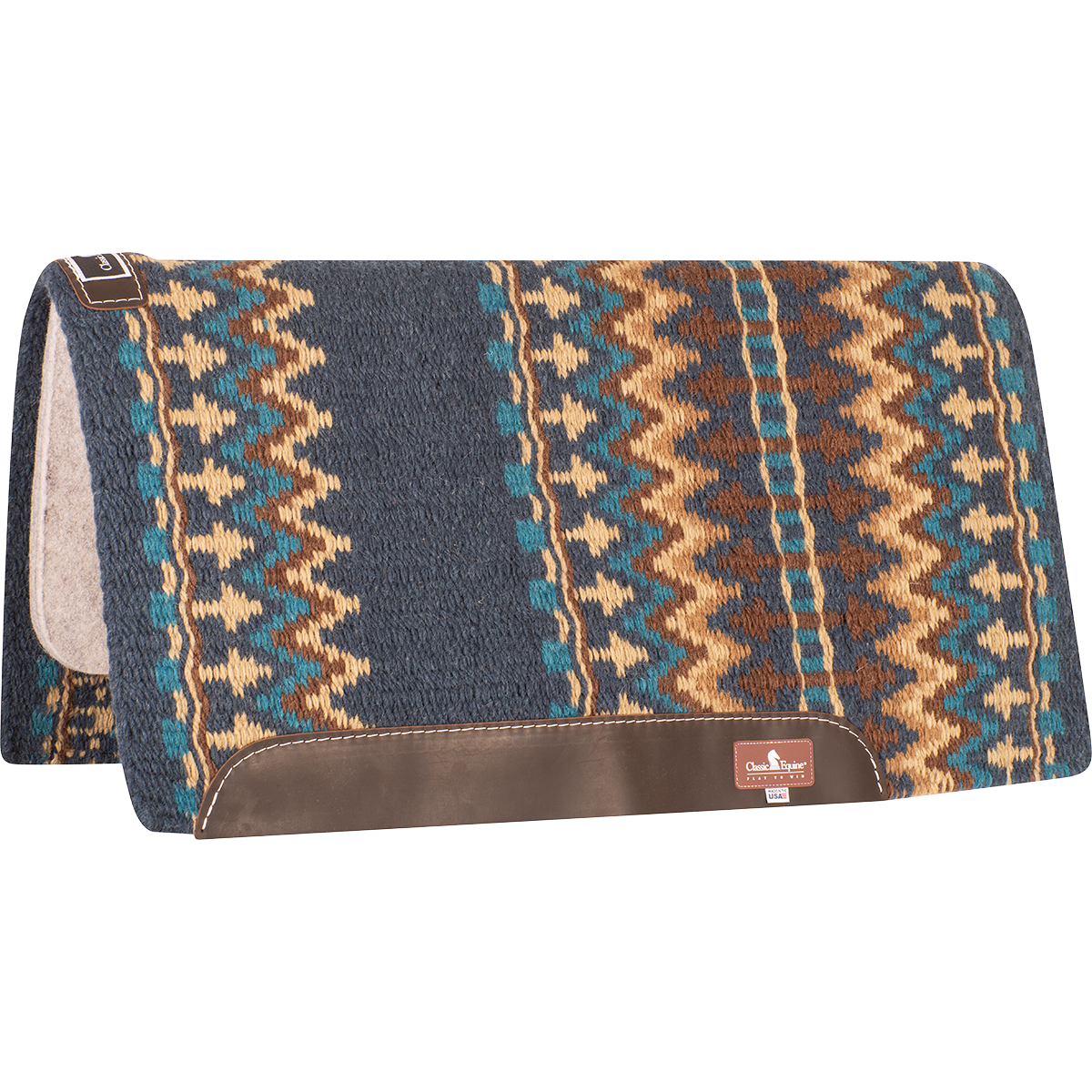 Classic Equine Classic Blanket Straight Pad - Navy / Chestnut