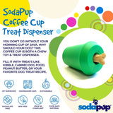 SodaPup Coffee Cup eDispener Durable Rubber Chew Toy and Treat Dispenser - Green - Large