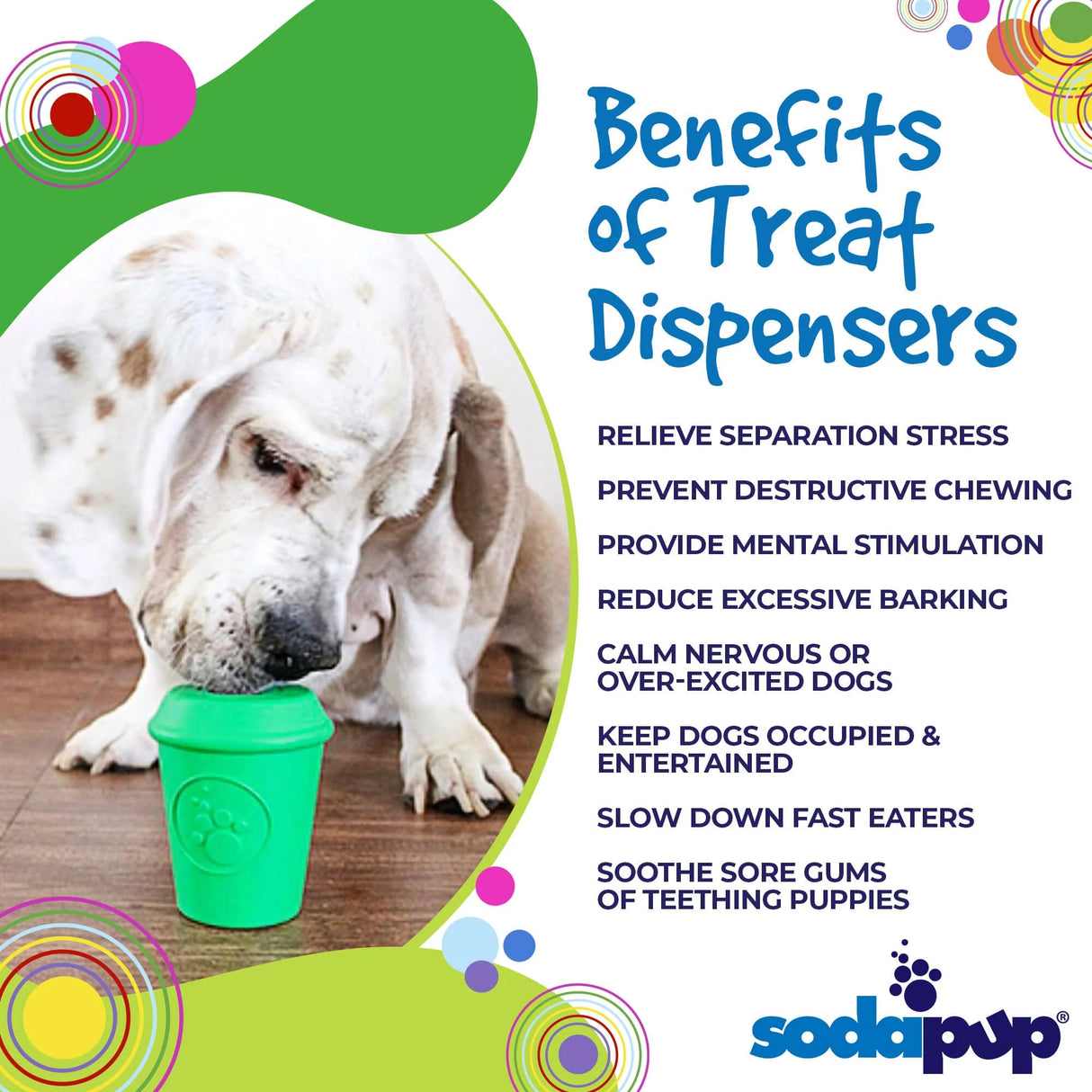 SodaPup Coffee Cup eDispener Durable Rubber Chew Toy and Treat Dispenser - Green - Large