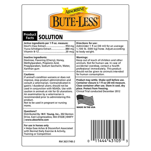 Absorbine Bute-Less Comfort & Recovery Supplement Solution - 128oz.