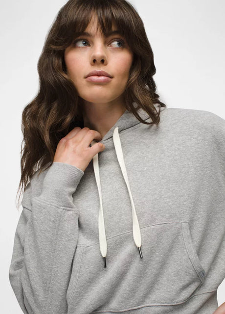 Prana Cozy Up Crop Hoodie - Heather Grey