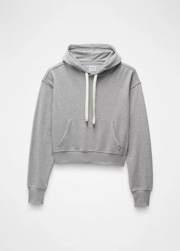 Prana Cozy Up Crop Hoodie - Heather Grey
