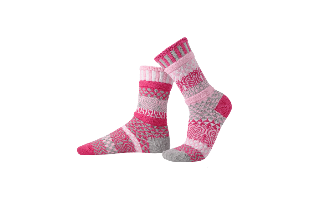 Solmate Cupid Crew Sock Light Pink/Magenta/Gray/White