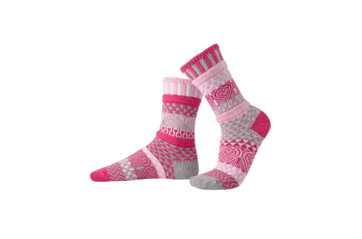 Solmate Cupid Crew Sock Light Pink/Magenta/Gray/White