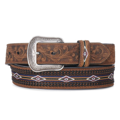 3-D Belt Mens Southwest Buck Stitch Western Belt Brown / 32