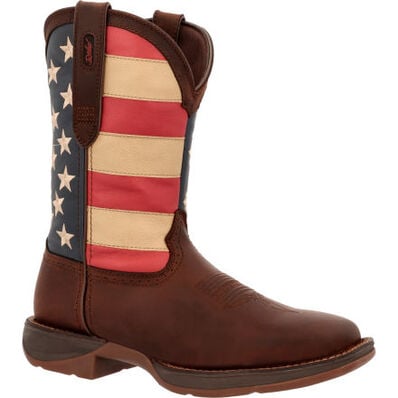 Men's Rebel By Durango Patriotic Pull-on Western Flag Boot Brown