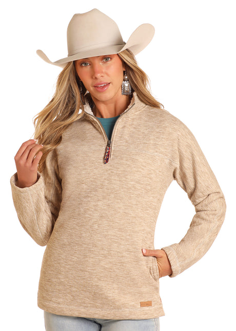 Powder River Outfitters Berber Lined 1/4 Zip Jacket - Natural