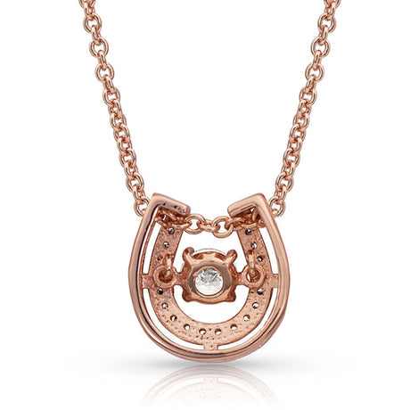 Montana Silversmiths Dancing With Luck Rose Gold Horseshoe Necklace