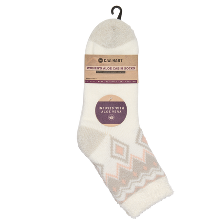 C.W. Hart Cozy Cabin Diamond Sock With Aloe - Marshmallow/High Rise Marshmallow/High Rise