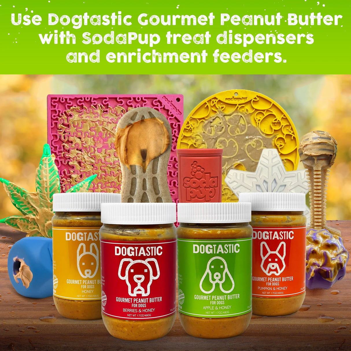 SodaPup Dogtastic Gourmet Peanut Butter for Dogs - Apple & Honey Flavor - 17oz.